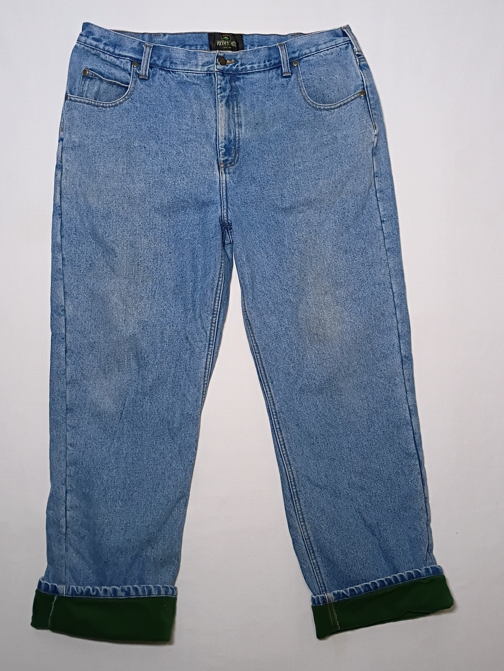 Redhead Mens Flannel Lined Relaxed Fit Jeans 38X32 Medium Wash Denim